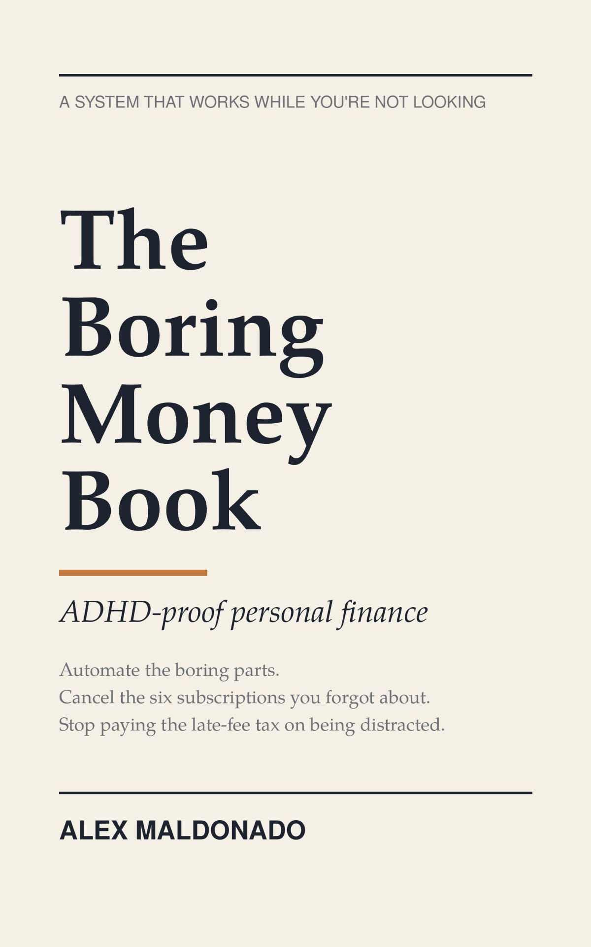 Cover of The Boring Money Book — ADHD-proof personal finance.